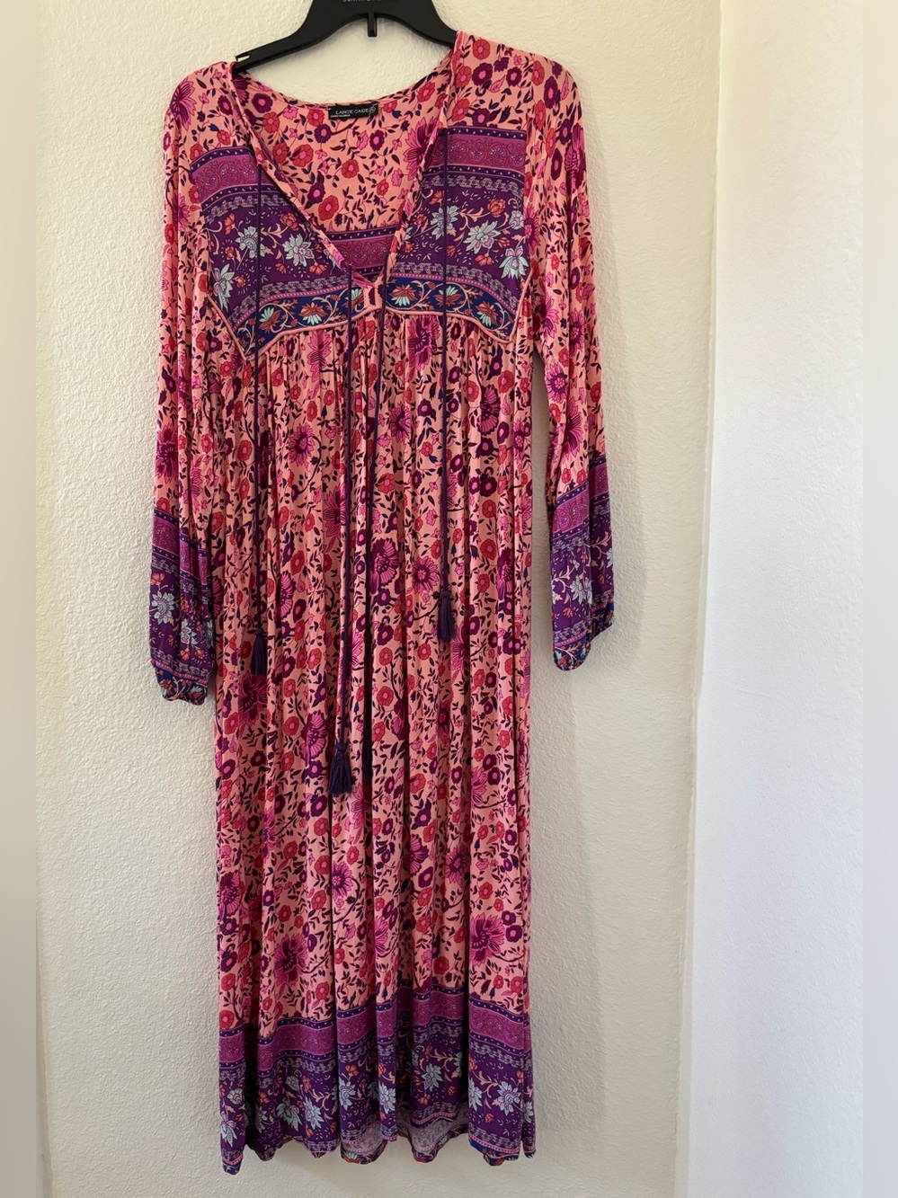 Boho Pink and Purple Maxi /midi Dress small - Picture 4 of 12